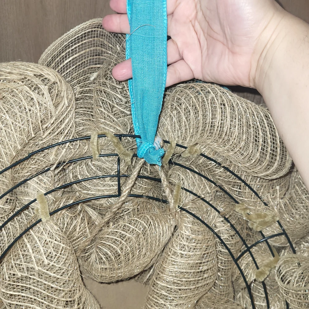 Thankful Wreath with Orange and Blue Accents